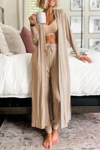 Open Front Long Sleeve Cardigan and Pants Lounge Set - 1985 the VAULT Boutique