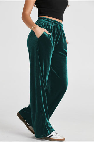 Drawstring Waist Wide Leg Active Pants - 1985 the VAULT Boutique