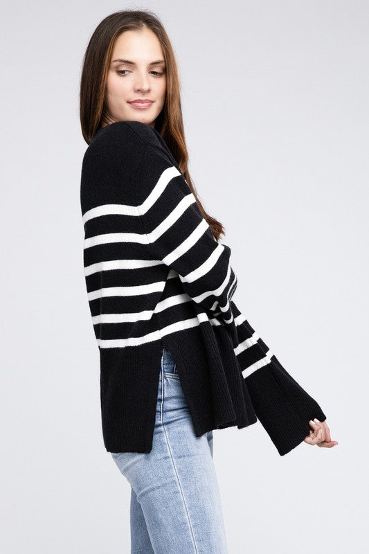 Ribbed Hem Stripe Sweater - 1985 the VAULT Boutique