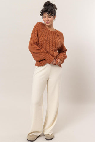 HYFVE Cable-Knit Round Neck Raglan Sleeve Sweater - 1985 the VAULT Boutique