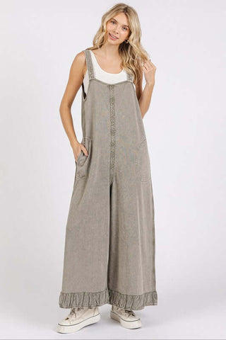 Mittoshop Ruffled Hem Wide Leg Overalls with Pockets - 1985 the VAULT Boutique