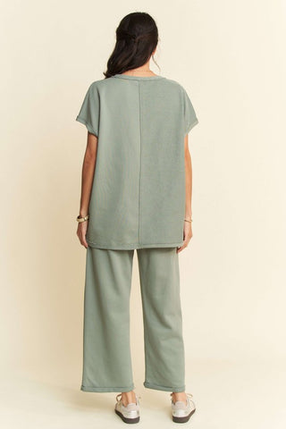 Davi & Dani Round Neck Short Sleeve Top and Pants Set - 1985 the VAULT Boutique