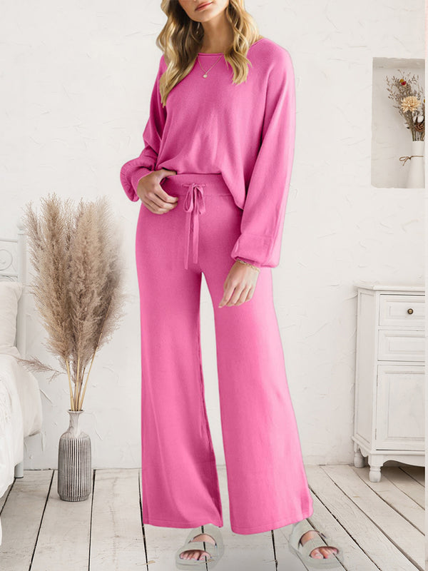 Long Sleeve Lounge Top and Drawstring Pants Set - 1985 the VAULT Boutique