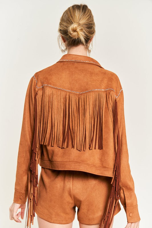 Suede Studded Fringe Jacket - 1985 the VAULT Boutique