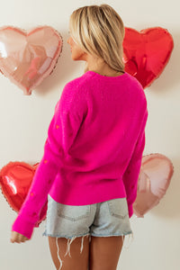 Heart Round Neck Long Sleeve Sweater - 1985 the VAULT Boutique