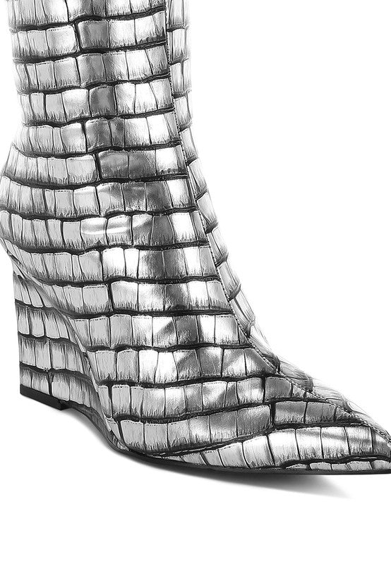 Bass Head Croco Metallic Long Boots - 1985 the VAULT Boutique