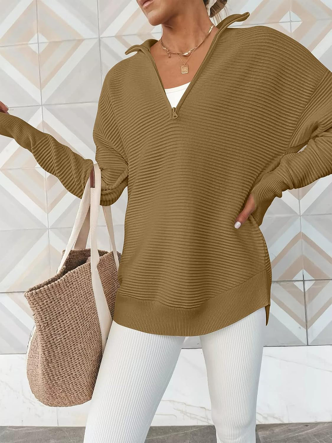 Half Zip Long Sleeve Knit Top - 1985 the VAULT Boutique