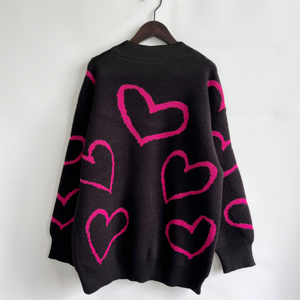 Heart Pattern Long Sleeve Sweater - 1985 the VAULT Boutique