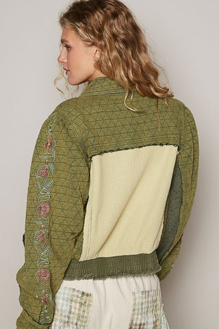 POL Embroidered Sleeve Raw Edge Quilted Jacket - 1985 the VAULT Boutique