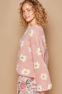 POL Daisy Pattern Drop Shoulder Sweater - 1985 THE VAULT