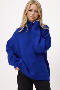 Basic Bae Side Slit Turtleneck Long Sleeve Sweater - 1985 the VAULT Boutique