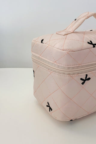 Bow Embroidered Quilted Storage Bag with Zip - 1985 the VAULT Boutique