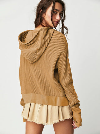 Waffle-Knit Dropped Shoulder Hooded Jacket - 1985 the VAULT Boutique