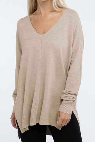 Hi-Low Hem Basic Front Seam Sweater - 1985 the VAULT Boutique