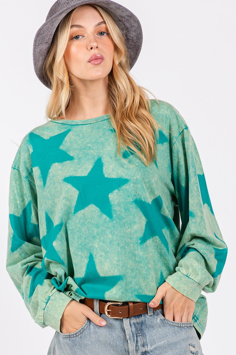 SAGE + FIG Mineral Wash Star Pattern T-Shirt - 1985 the VAULT Boutique