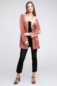 Shiny Velvet Peak Lapel Single Blazer - 1985 the VAULT Boutique