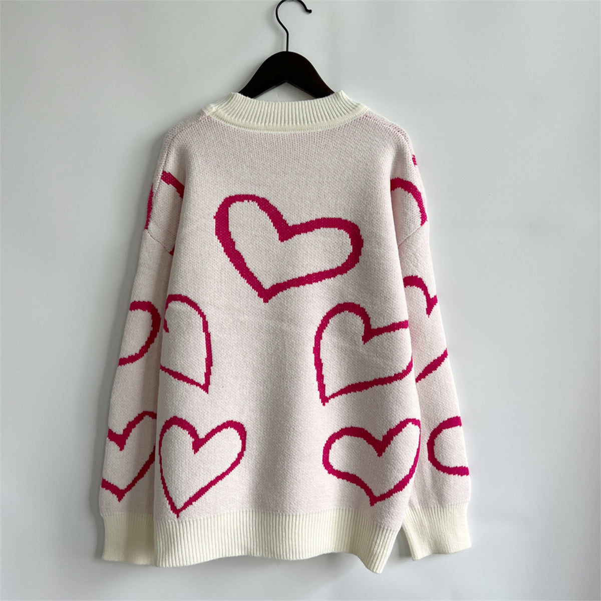 Heart Pattern Long Sleeve Sweater - 1985 the VAULT Boutique