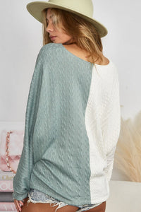 BiBi Twist Front Contrast Cable Knit Top - 1985 the VAULT Boutique