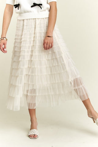 ADORA Elastic Waist Layered Mesh Midi Skirt - 1985 the VAULT Boutique