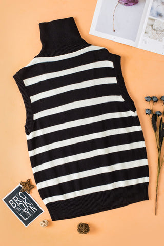 Striped Half Zip Sweater Vest - 1985 the VAULT Boutique