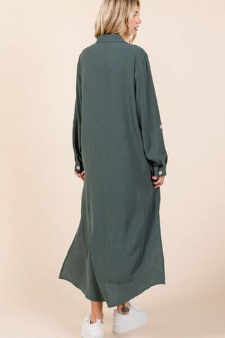 Mittoshop Airflow V-Neck Long Sleeve Button Down Maxi Dress - 1985 the VAULT Boutique