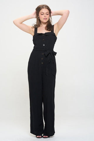 SLEEVELESS ADJUSTABLE STRAP BUTTON DOWN JUMPSUIT - 1985 the VAULT Boutique