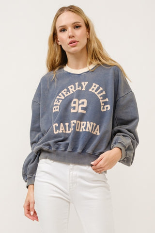 And The Why BEVERLY HILLS 92 CALIFORNIA Contrast Crop Sweatshirt - 1985 the VAULT Boutique