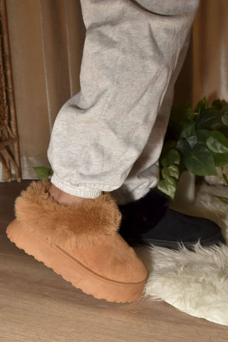 WILD DIVA Faux-Fur Platform Slip On Booties - 1985 the VAULT Boutique