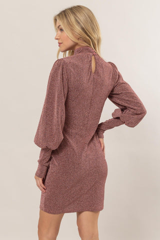 HYFVE Glitter Mock Neck Long Sleeve Mini Dress - 1985 the VAULT Boutique