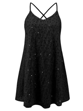 Sequin V-Neck Mini Cami Dress - 1985 the VAULT Boutique