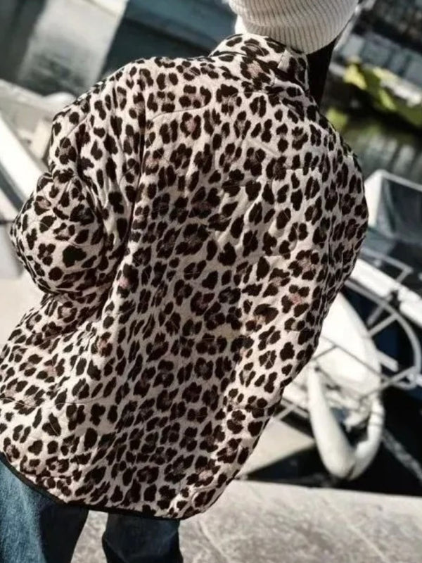 Leopard Open Front Long Sleeve Outerwear - 1985 the VAULT Boutique