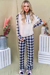 And The Why Drawstring Hooded Top and Plaid Pants Lounge Set - 1985 the VAULT Boutique