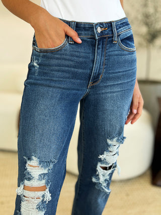 Judy Blue Full Size Mid Rise Distressed Raw Hem Jeans - 1985 the VAULT Boutique