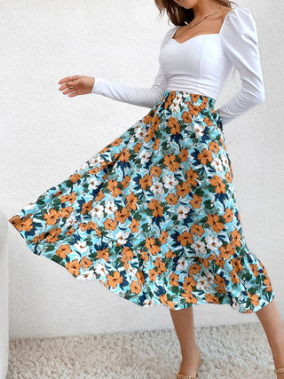 Printed Elastic Waist Midi Skirt - 1985 the VAULT Boutique