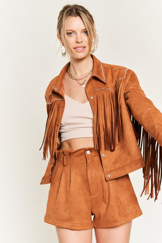 Suede Studded Fringe Jacket - 1985 the VAULT Boutique