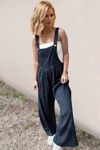 Oh Full Size Plaid Wide Leg Overalls with Pockets - 1985 the VAULT Boutique