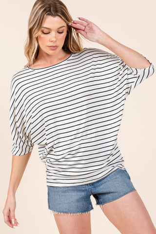 BOMBOM Striped Boat Neck Dolman Sleeve Top - 1985 the VAULT Boutique