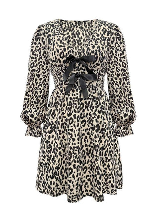 Leopard V-Neck Flounce Sleeve Dress - 1985 the VAULT Boutique