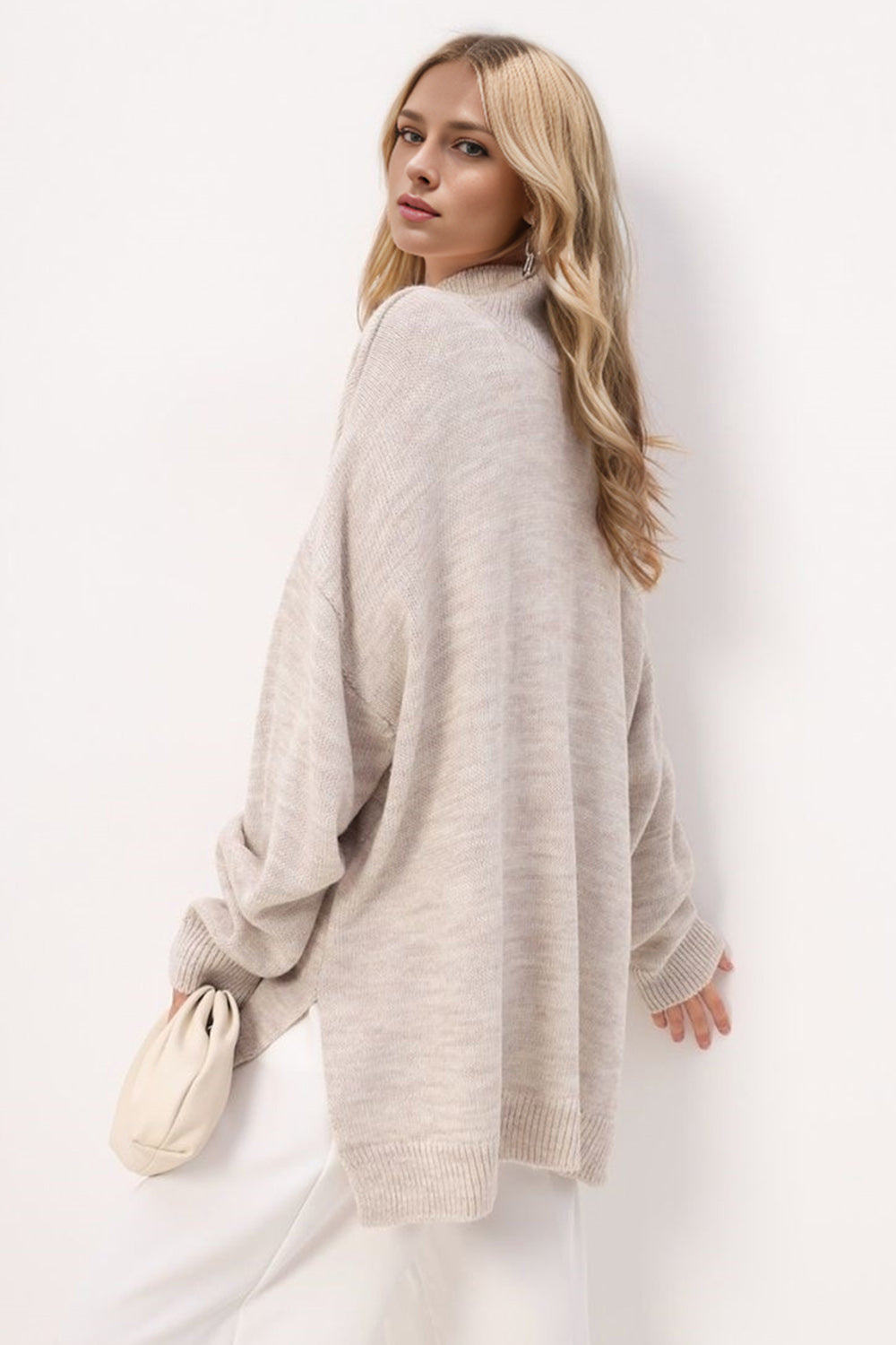 Basic Bae Side Slit Turtleneck Long Sleeve Sweater - 1985 the VAULT Boutique