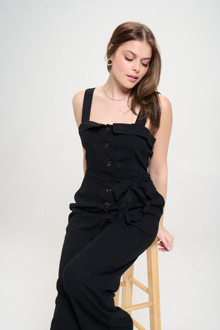 SLEEVELESS ADJUSTABLE STRAP BUTTON DOWN JUMPSUIT - 1985 the VAULT Boutique