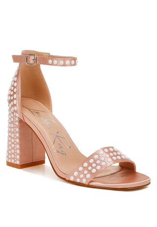 Klebba Pearls Embellished Satin Sandals - 1985 the VAULT Boutique