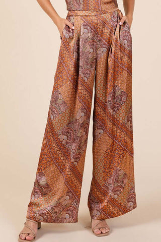 Mittoshop Paisley Patchwork Print Satin Wide Leg Pants - 1985 the VAULT Boutique