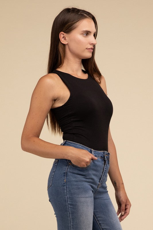 Basic Boat Neck Sleeveless Padded Bodysuit - 1985 the VAULT Boutique