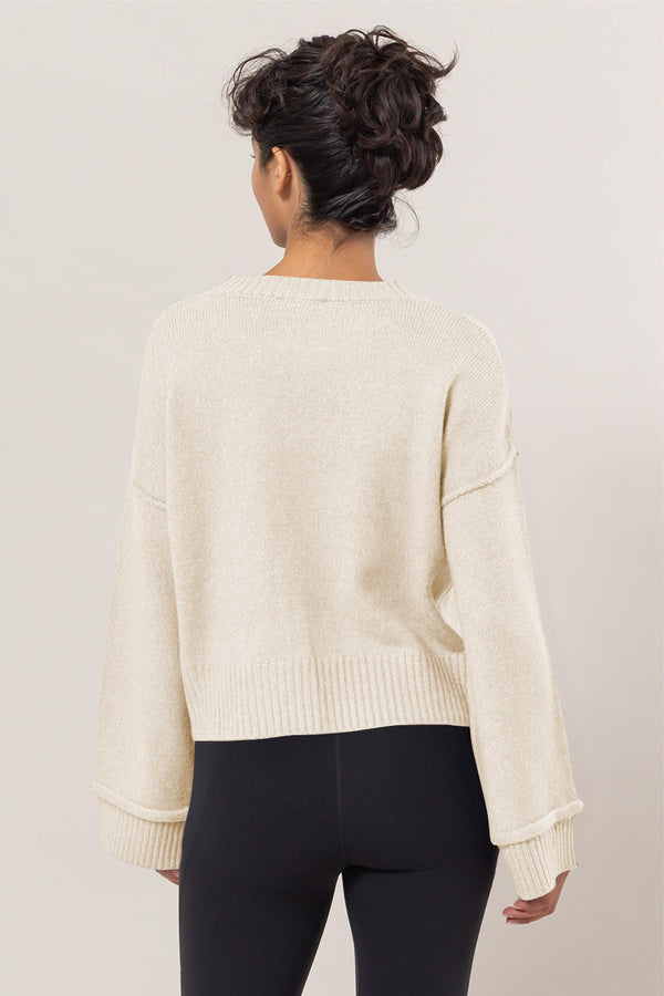 HYFVE Round Neck Dropped Shoulder Ribbed Sweater - 1985 the VAULT Boutique