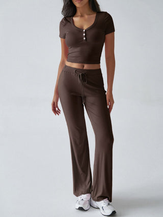 Devine Short Sleeve Top and Drawstring Pants Set - 1985 the VAULT Boutique