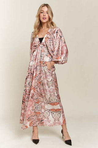 ADORA Printed V-Neck Batwing Sleeve Dress - 1985 the VAULT Boutique