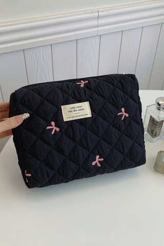 Bow Embroidered Quilted Storage Bag - 1985 the VAULT Boutique