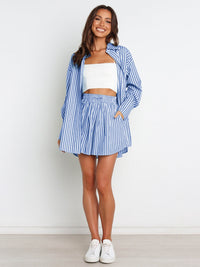 Striped Dropped Shoulder Shirt and Shorts Set - 1985 the VAULT Boutique