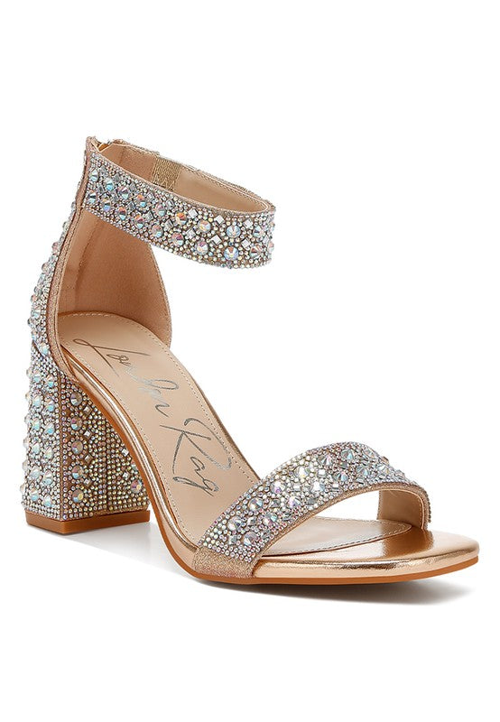 Cady Rhinestones And Sequins Block Sandals - 1985 the VAULT Boutique