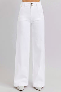 RISEN Full Size Tummy Control Double Button Wide Leg Jeans - 1985 the VAULT Boutique